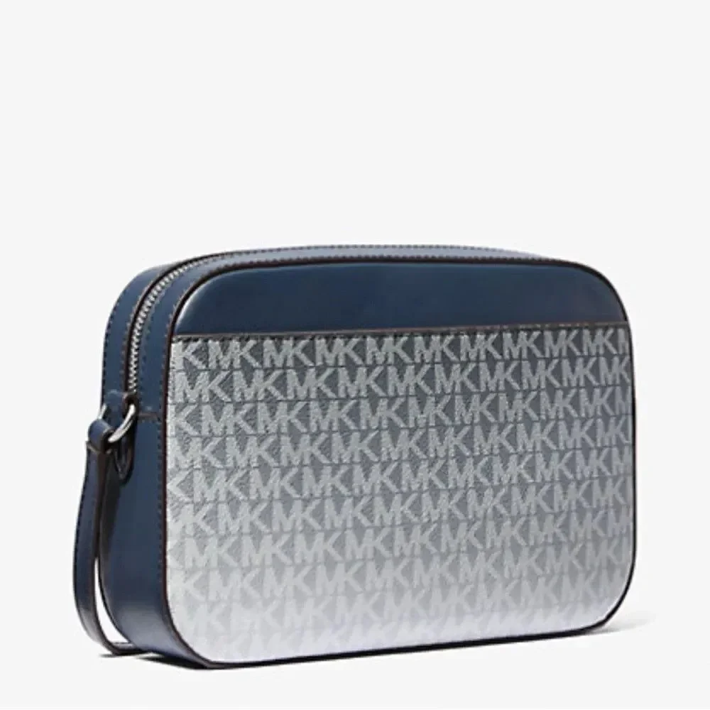 Michael Kors Ombré Navy Signature Logo Large Jet Set Crossbody Bag NWT